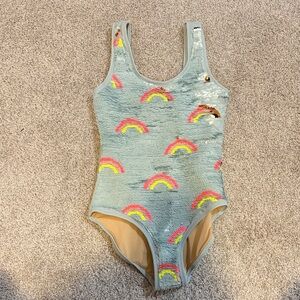 Rainbow Sequin Kids Swim One Piece